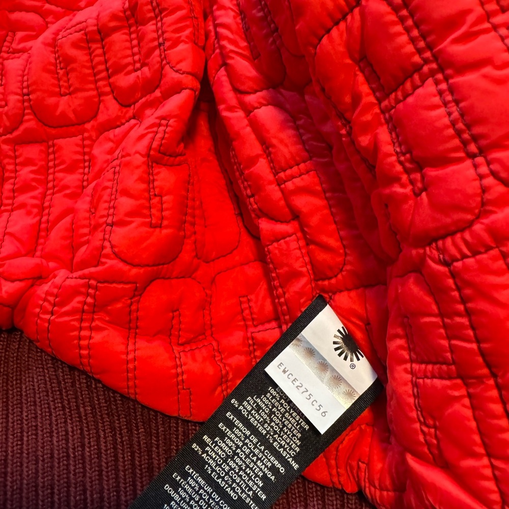 UGG Red and Burgundy Faux Fur Jacket - Picture 13 of 15